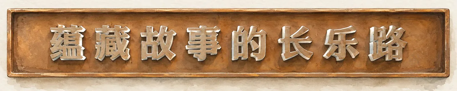Hand-drawn illustration of the plaque at the lane entrance: 蕴藏故事的长乐路, Changle Road, a road full of stories