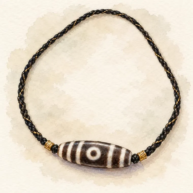 Hand-drawn illustration of a dzi bead