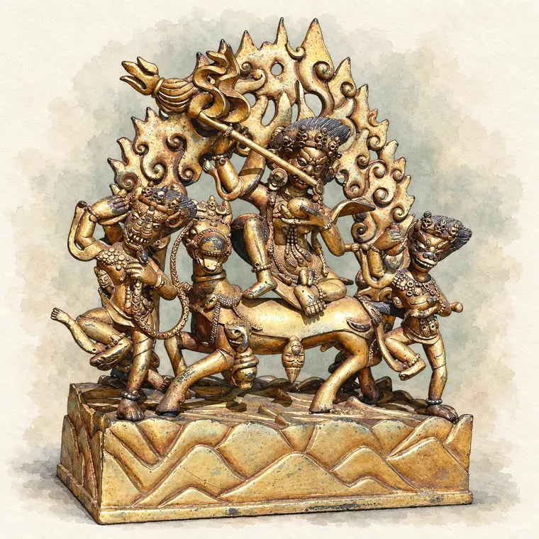 Hand-drawn illustration of a guardian figure